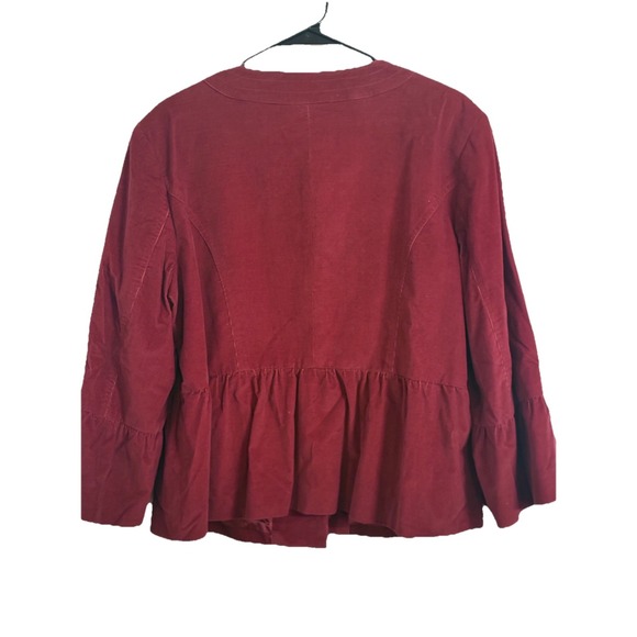 Style & Co Red Velvet Cropped Jacket Size 16 Boho Festival Party Blazer NWT - Picture 3 of 9